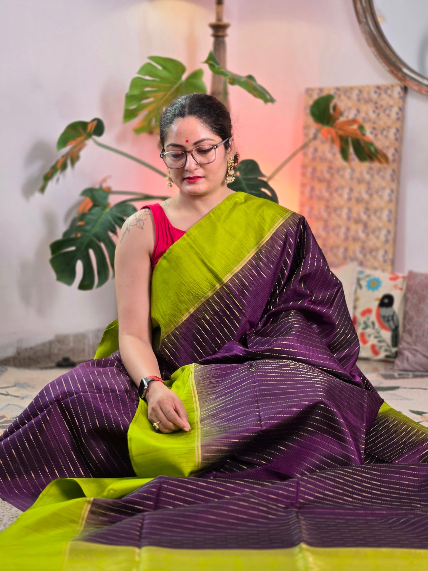 Purple Pure Soft Silk Saree