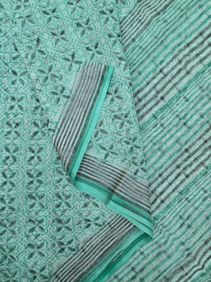 TURQUOISE HANDBLOCK KOTA DORIYA SAREE