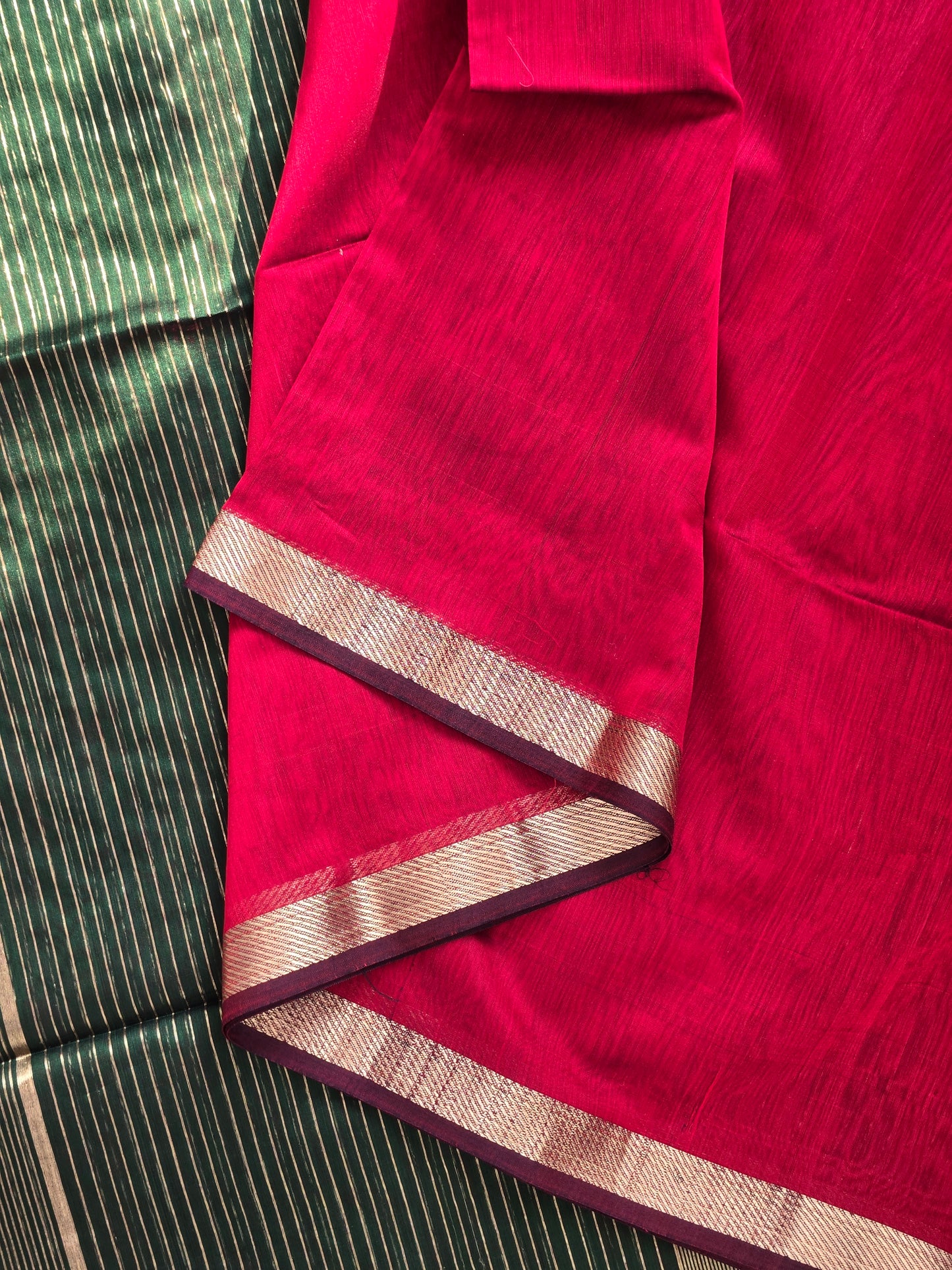 Red Maheshwari silk cotton Saree