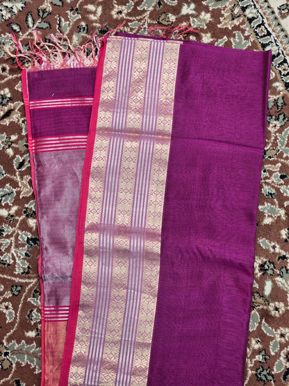 Magenta Silk Cotton Maheshwari Saree