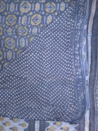 Indigo Printed Modal Silk Saree