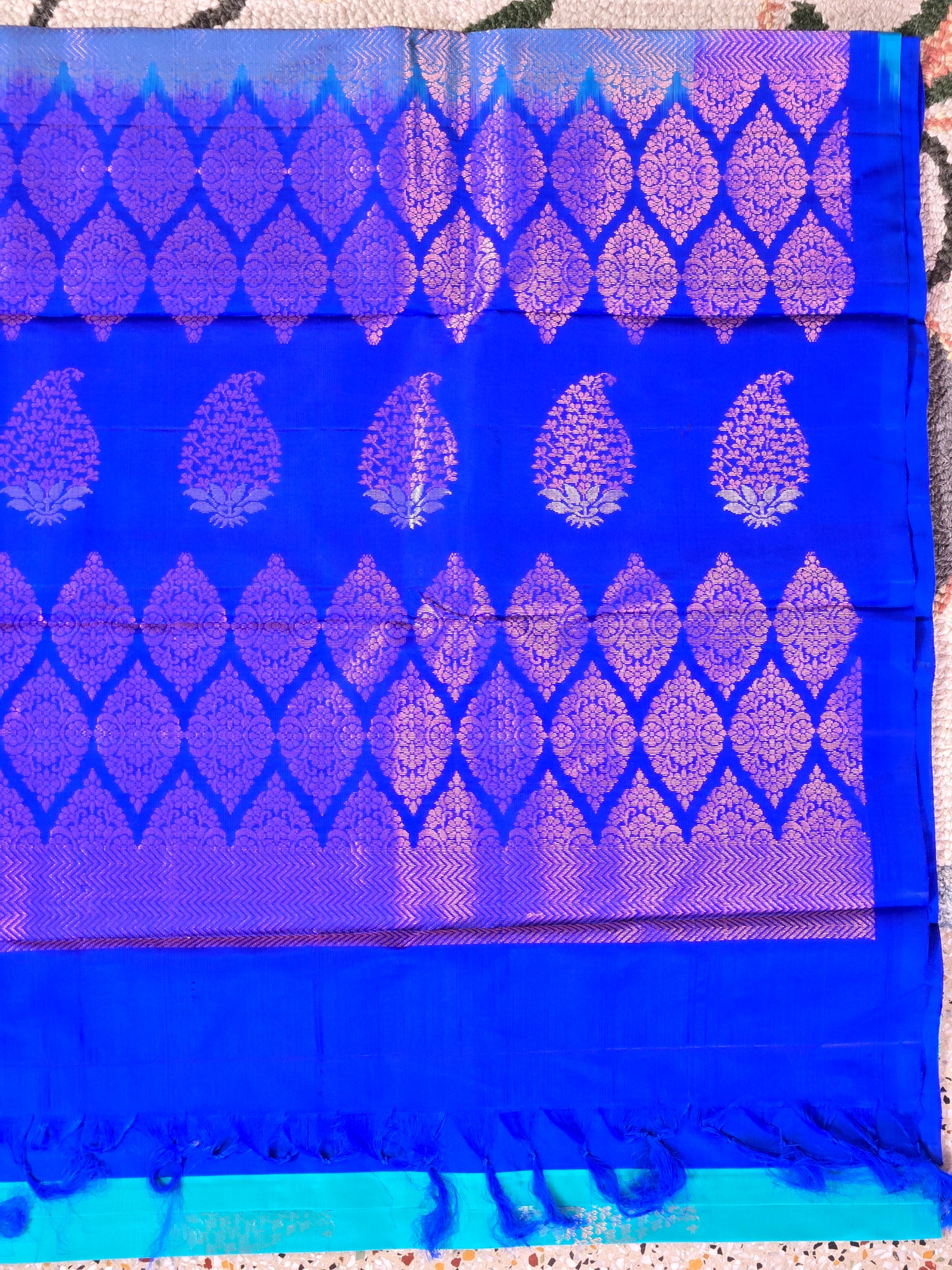 Aqua Green Pure Soft Silk Saree