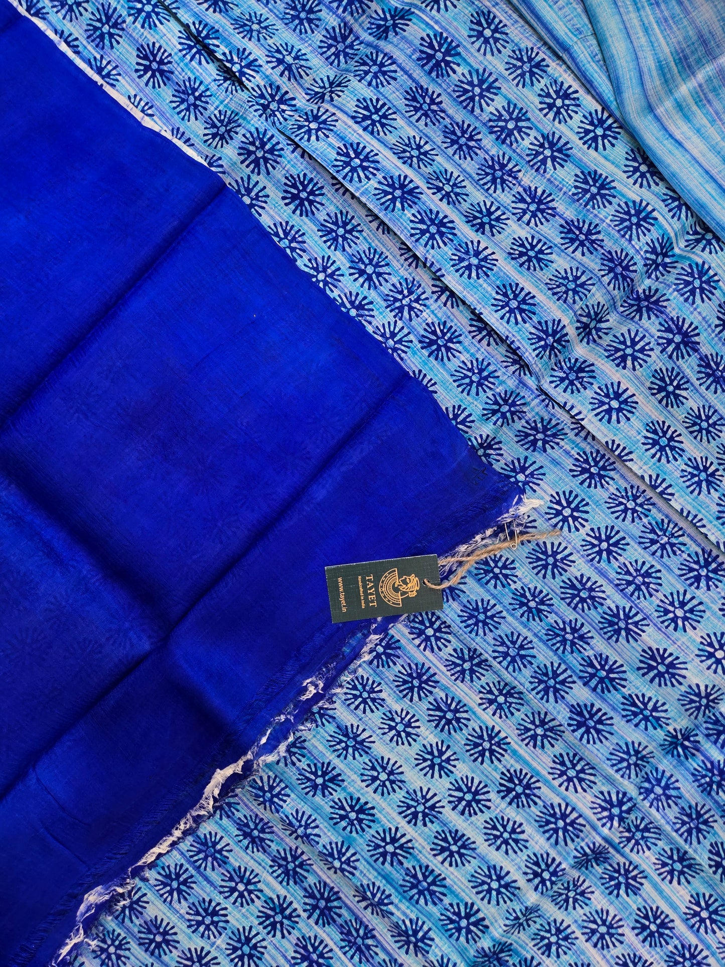 Blue Printed Pure Silk Saree