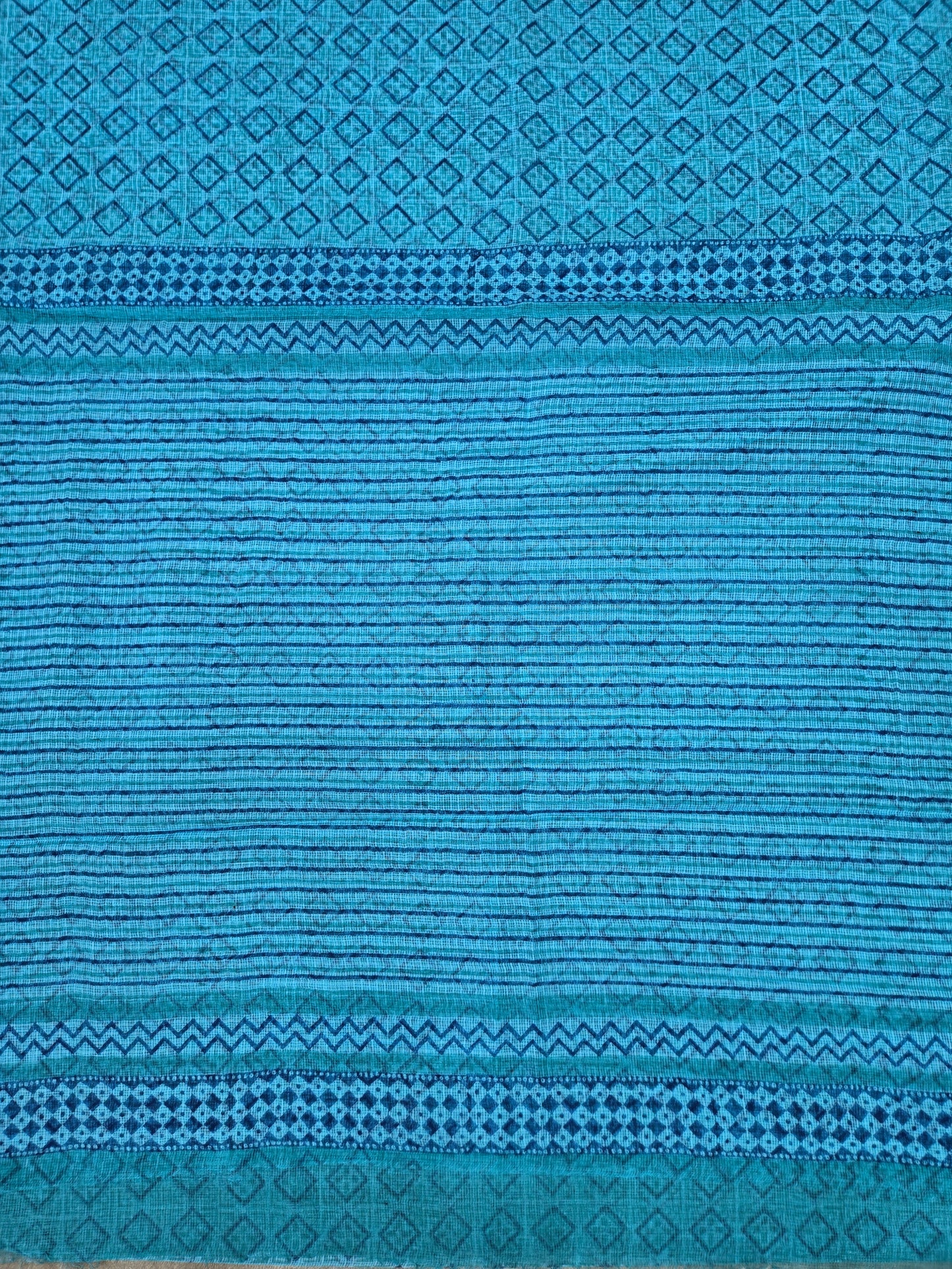 BLUE HANDBLOCK KOTA DORIYA SAREE