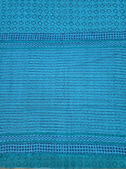 BLUE HANDBLOCK KOTA DORIYA SAREE