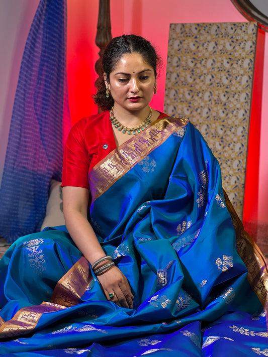 Blue Pure Soft Silk Saree