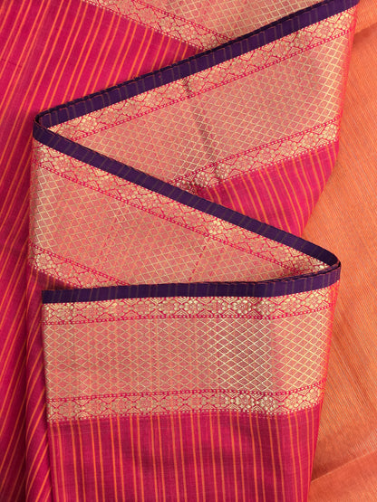 Pink Maheshwari Silk Cotton Saree