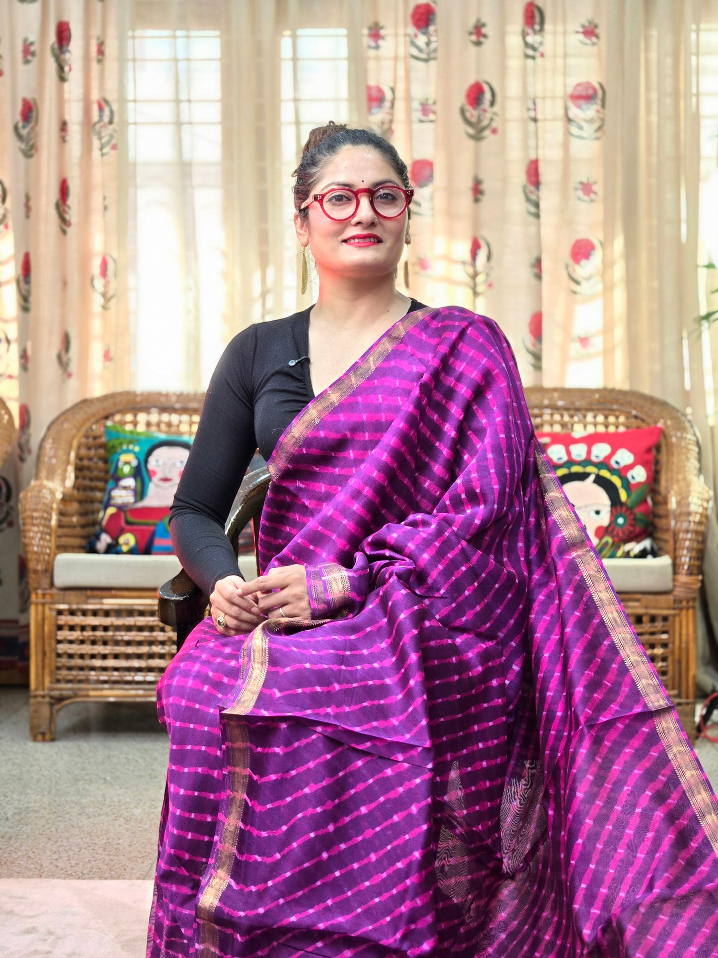 PURPLE TIE DYE MOTDA SILK COTTON SAREE