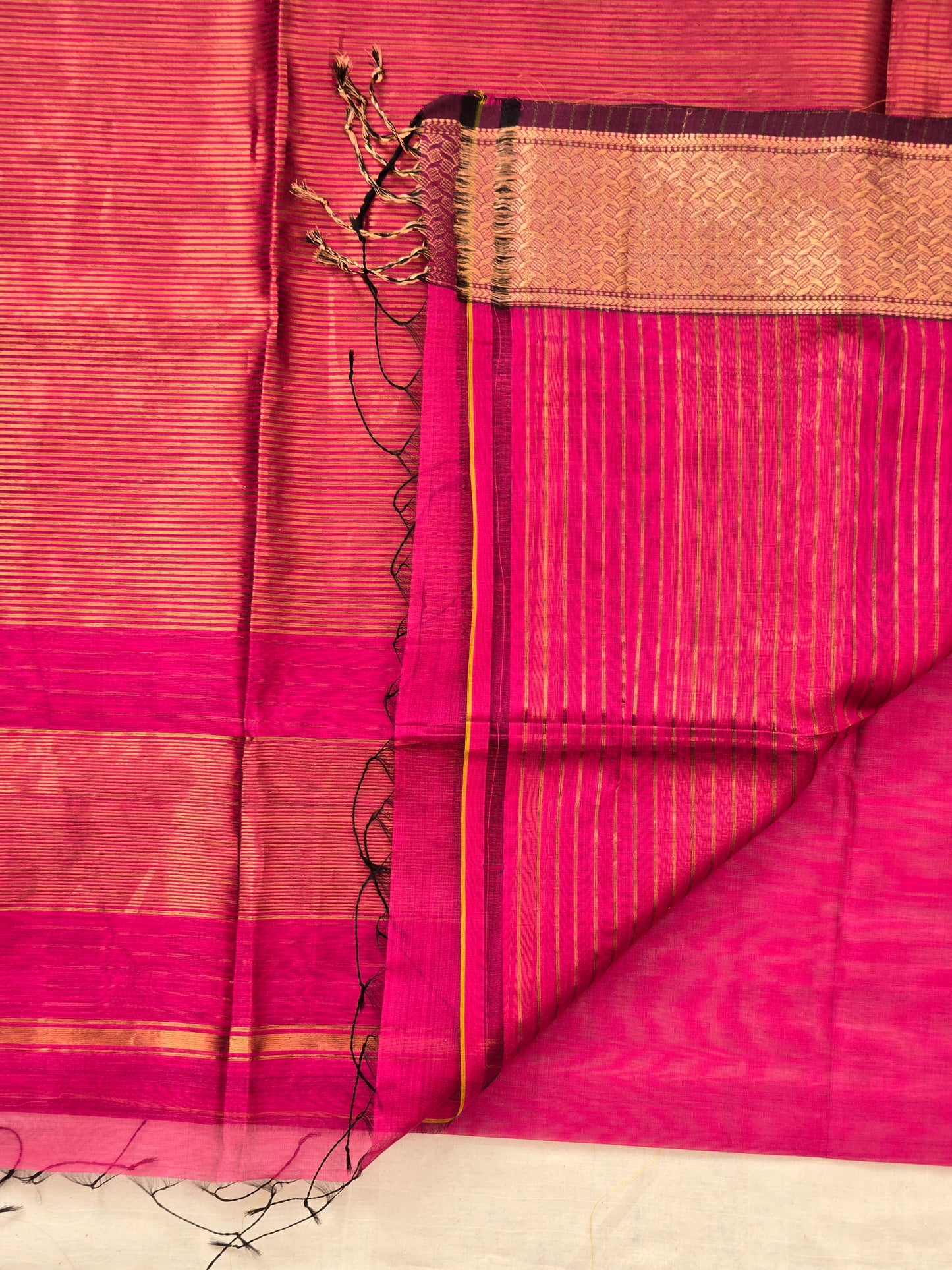 Pink Maheshwari Silk Cotton Saree