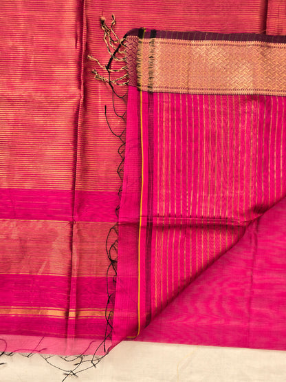 Pink Maheshwari Silk Cotton Saree