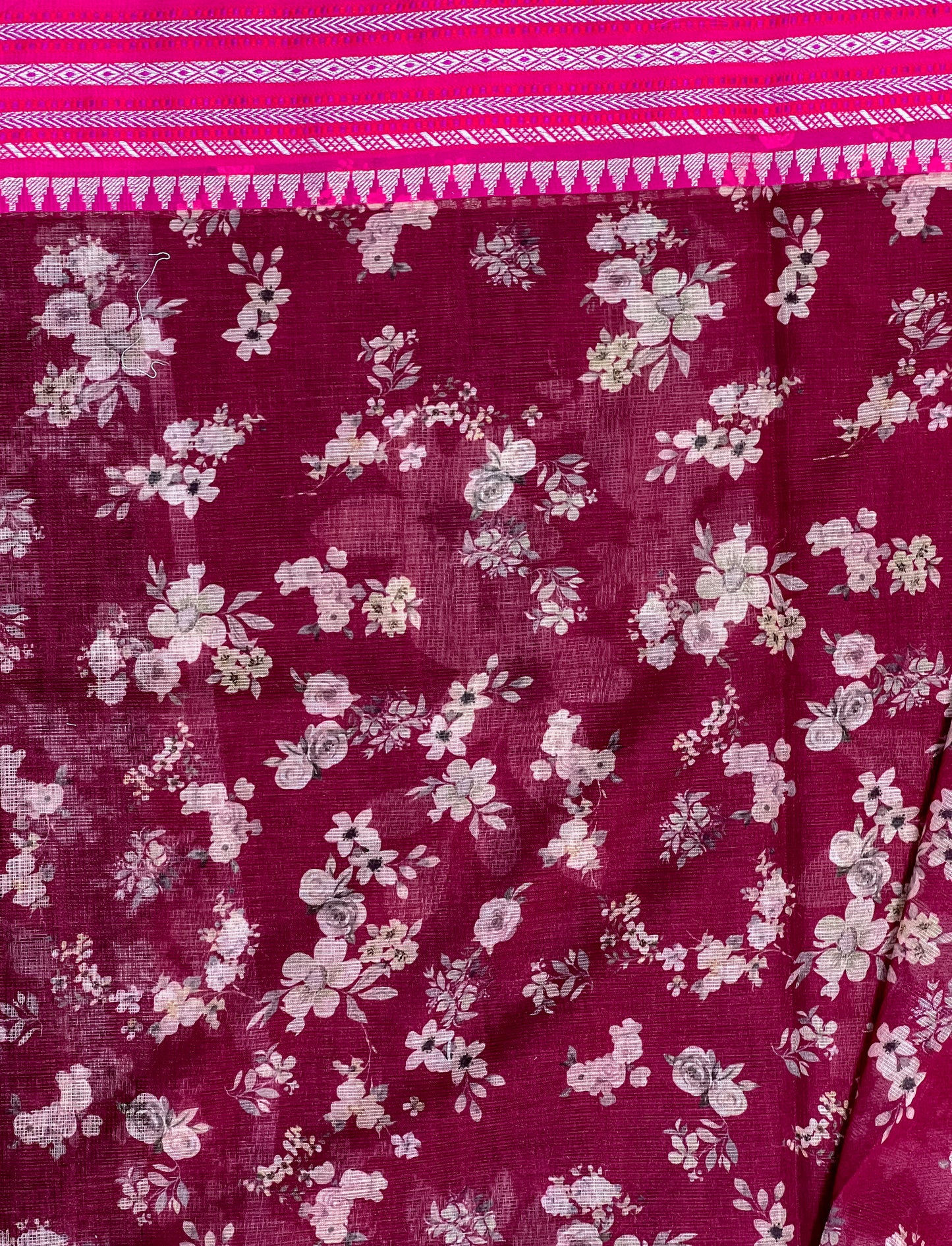 Magenta Printed Silk Cotton Kota Saree