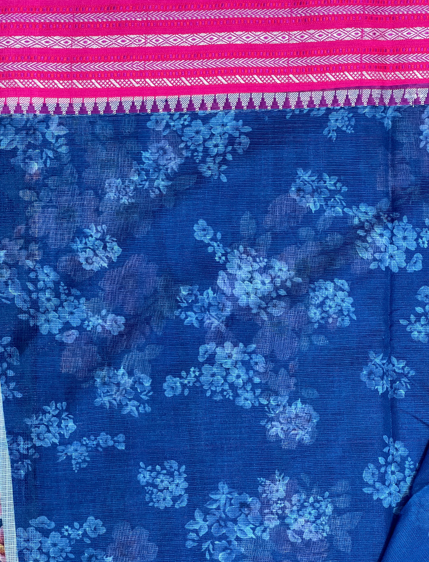 Blue Printed Silk Cotton Kota Saree