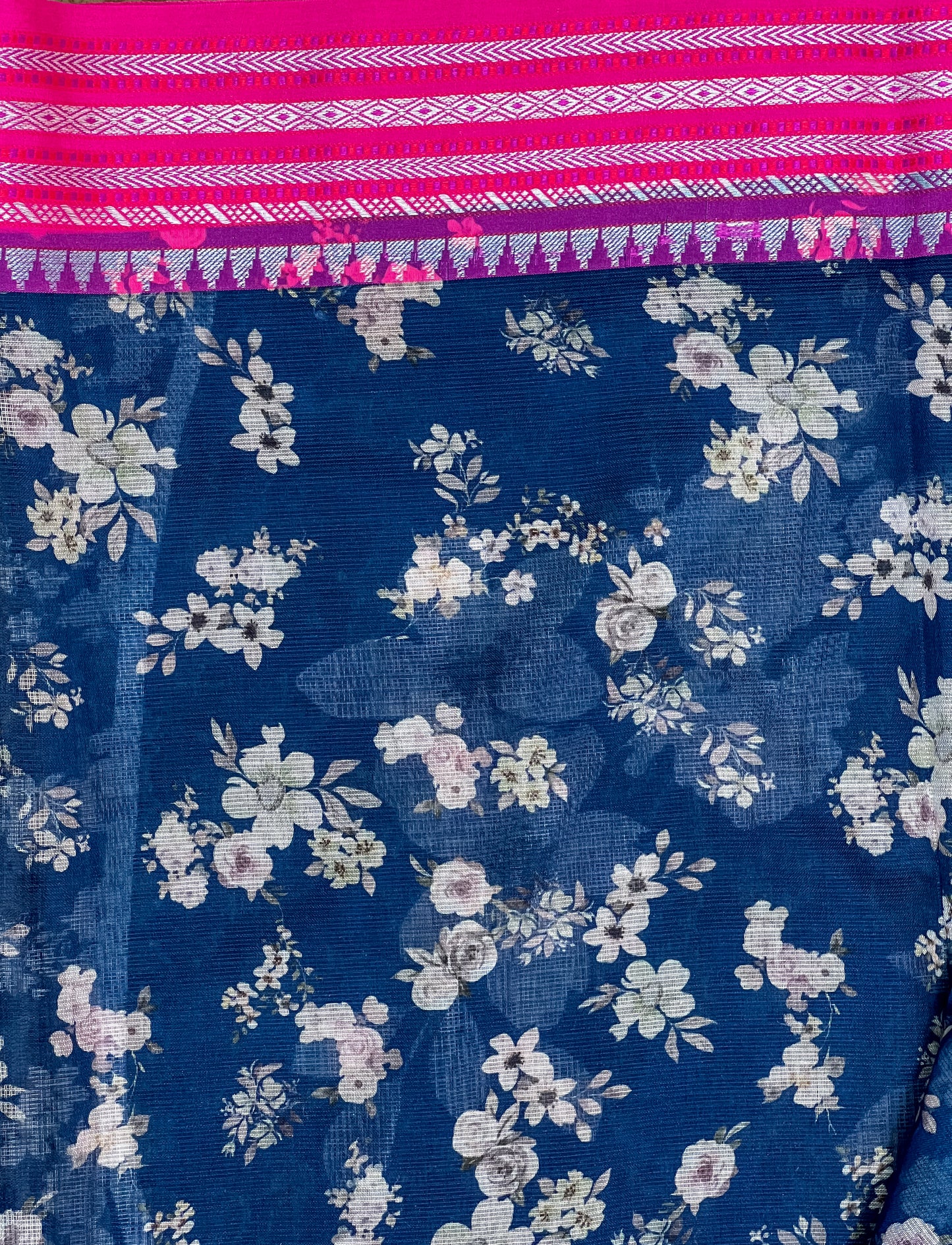 Blue Printed Silk Cotton Kota Saree