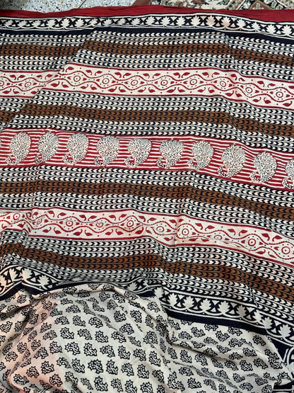 Off White Handprinted Cotton saree