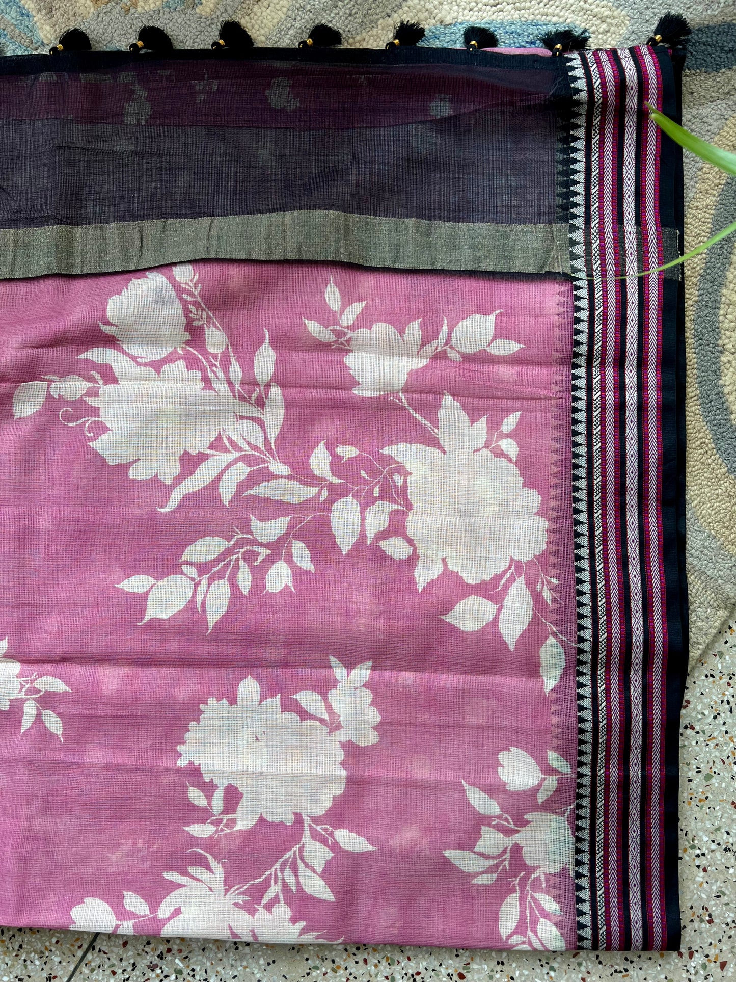 Pink Printed Silk Cotton Kota Saree