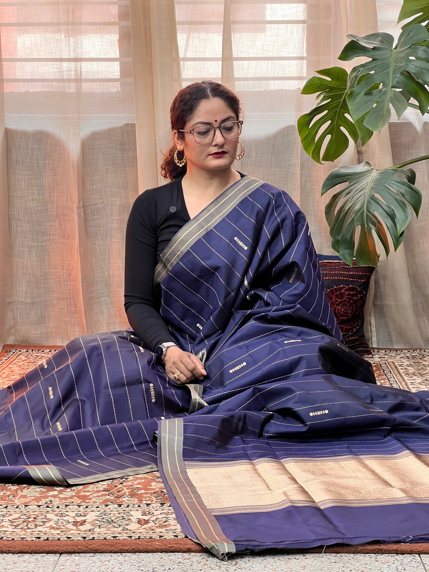 Blue Banarasi Katan Silk Saree