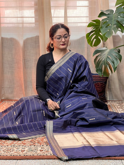 Blue Banarasi Katan Silk Saree