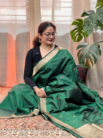 Green Banarasi Katan Silk Saree