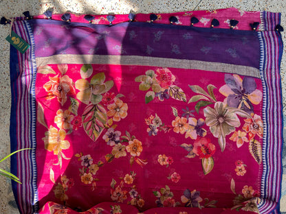 Magenta Printed Silk Cotton Kota Saree