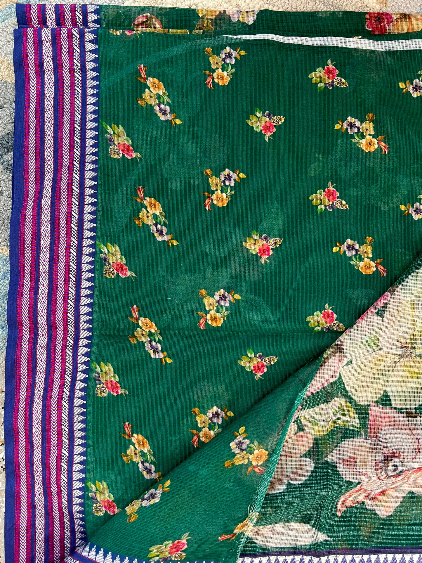 Green Printed Silk Cotton Kota Saree