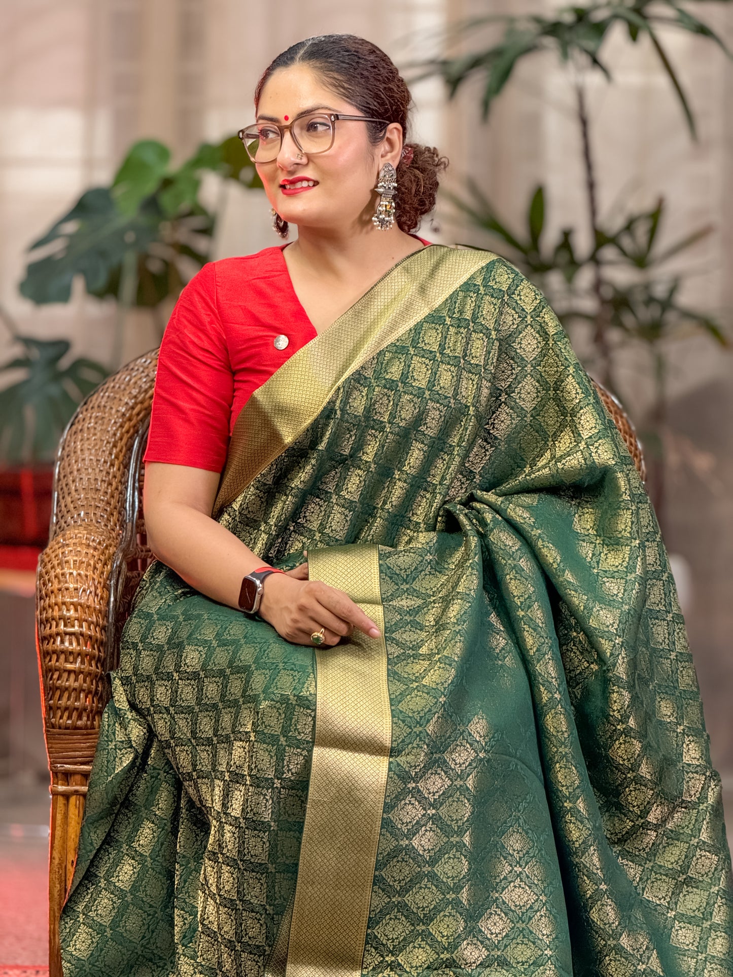 Green Mysore Crepe Silk Saree