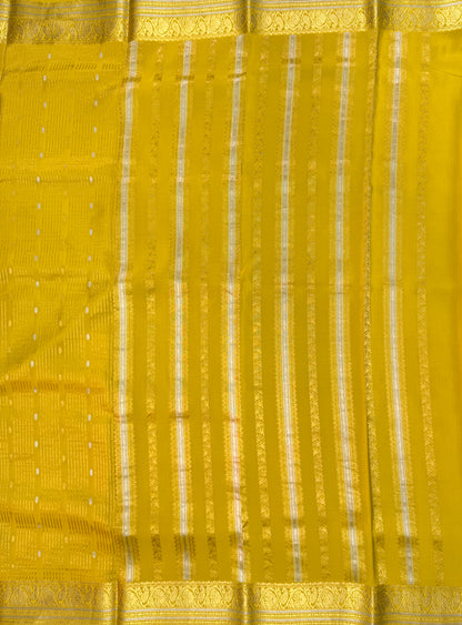 Yellow Mysore Crepe Silk Saree