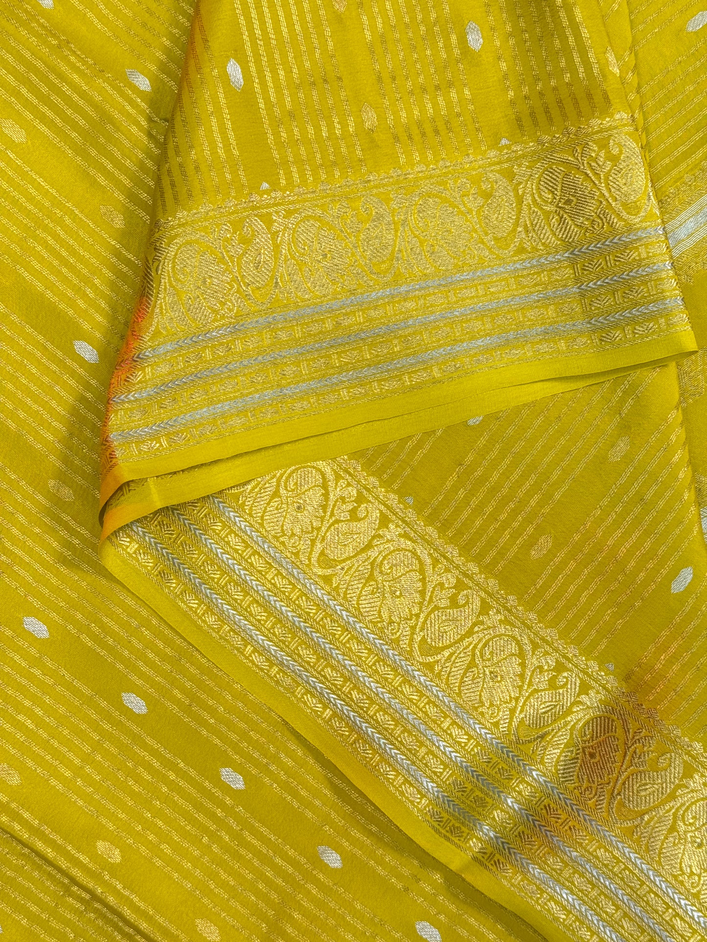 Yellow Mysore Crepe Silk Saree