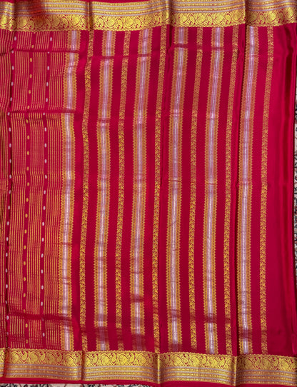 Red Mysore Crepe Silk Saree