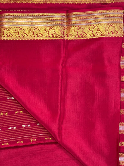 Red Mysore Crepe Silk Saree