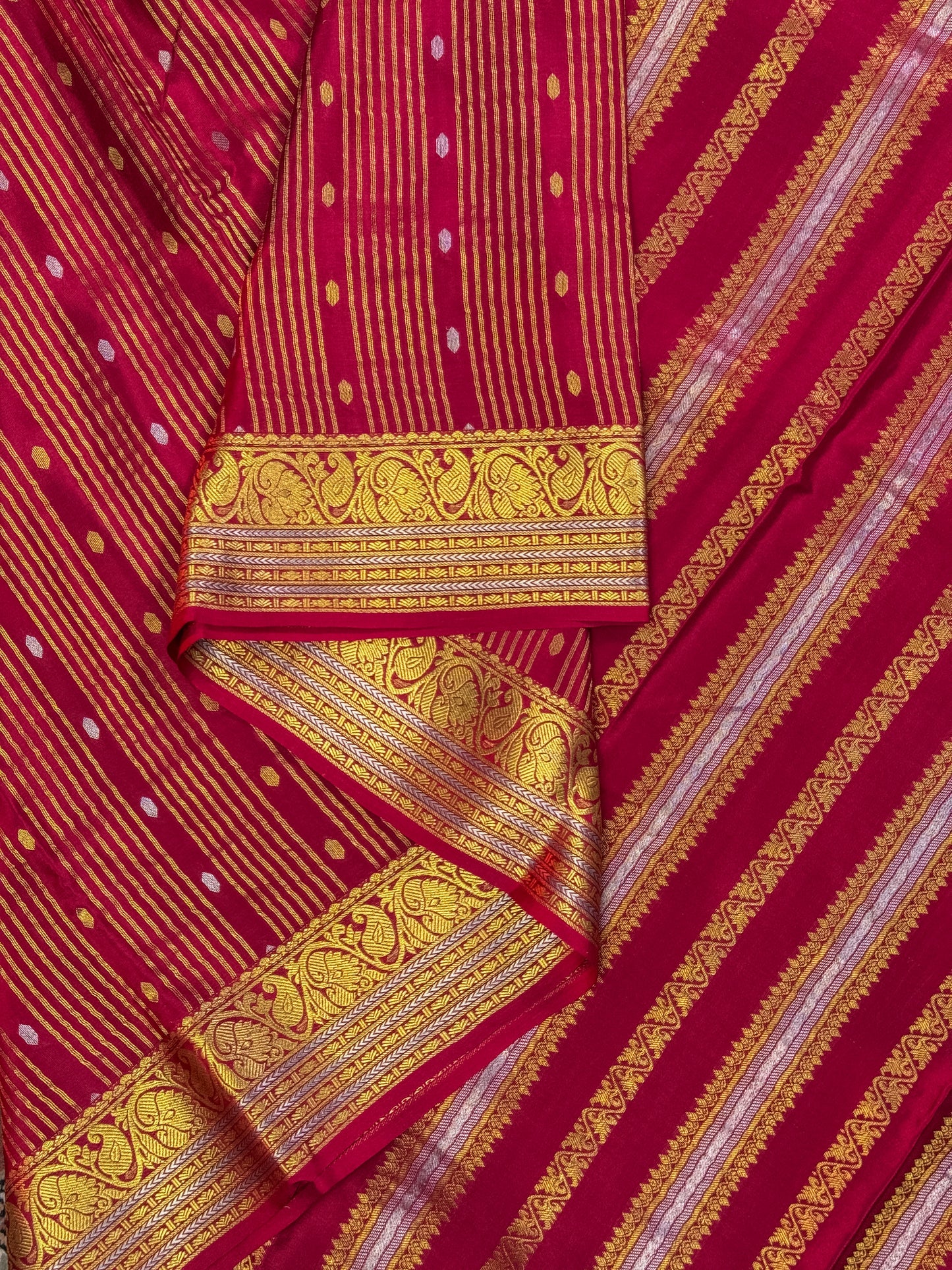 Red Mysore Crepe Silk Saree