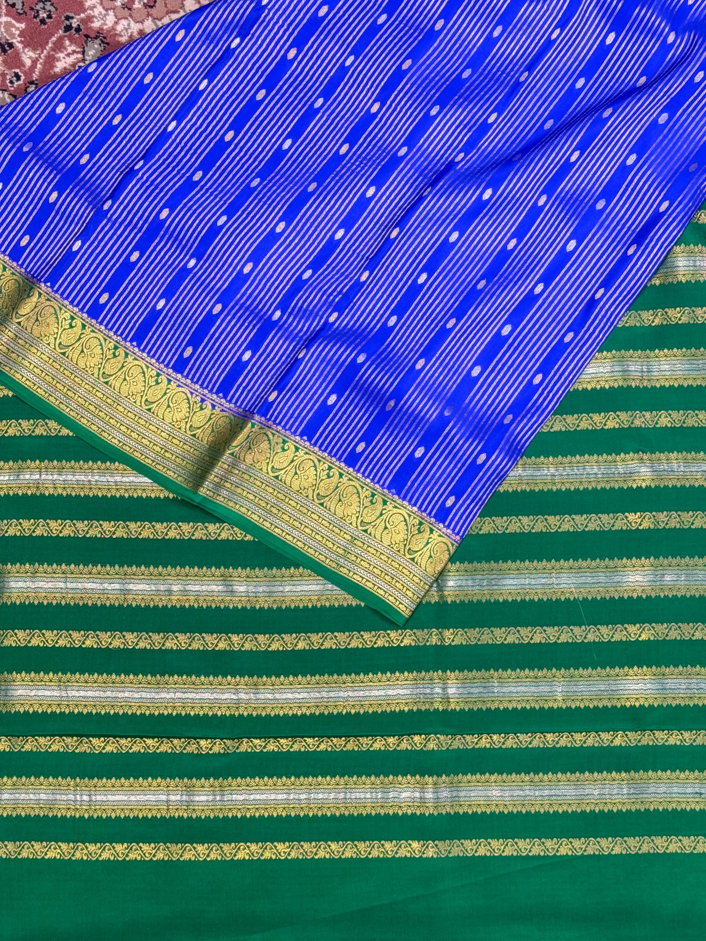 Blue Mysore Crepe Silk Saree