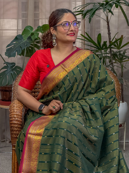 Green Mysore Crepe Silk Saree