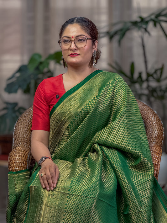 Green Mysore Crepe Silk Saree