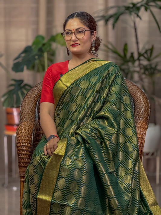 Green Mysore Crepe Silk Saree