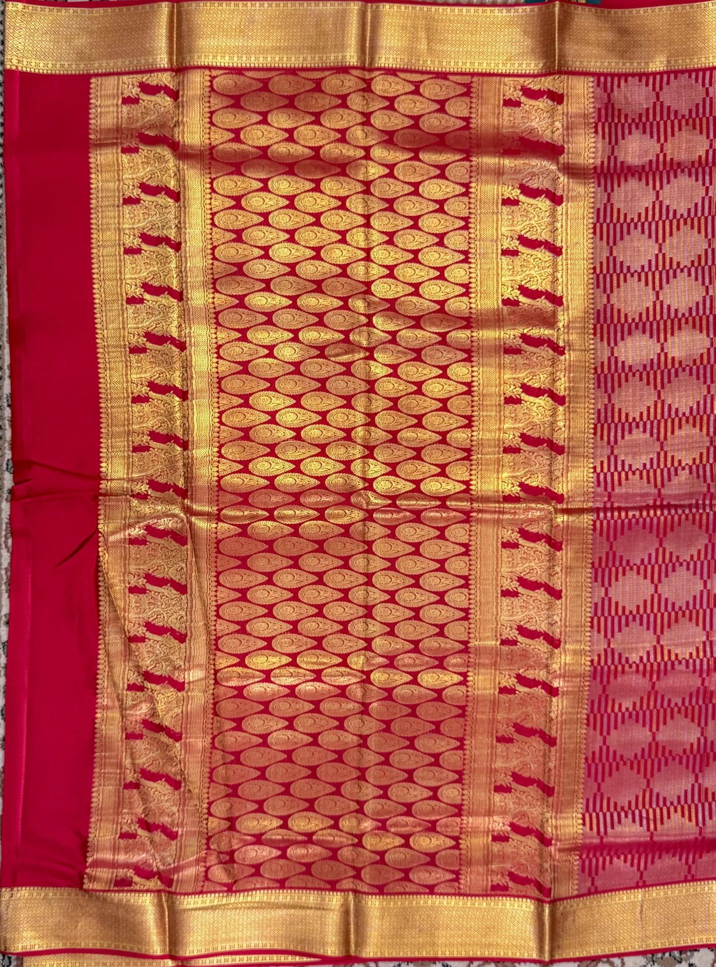 Red Mysore Crepe Silk Saree