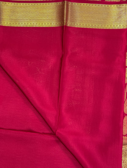 Red Mysore Crepe Silk Saree