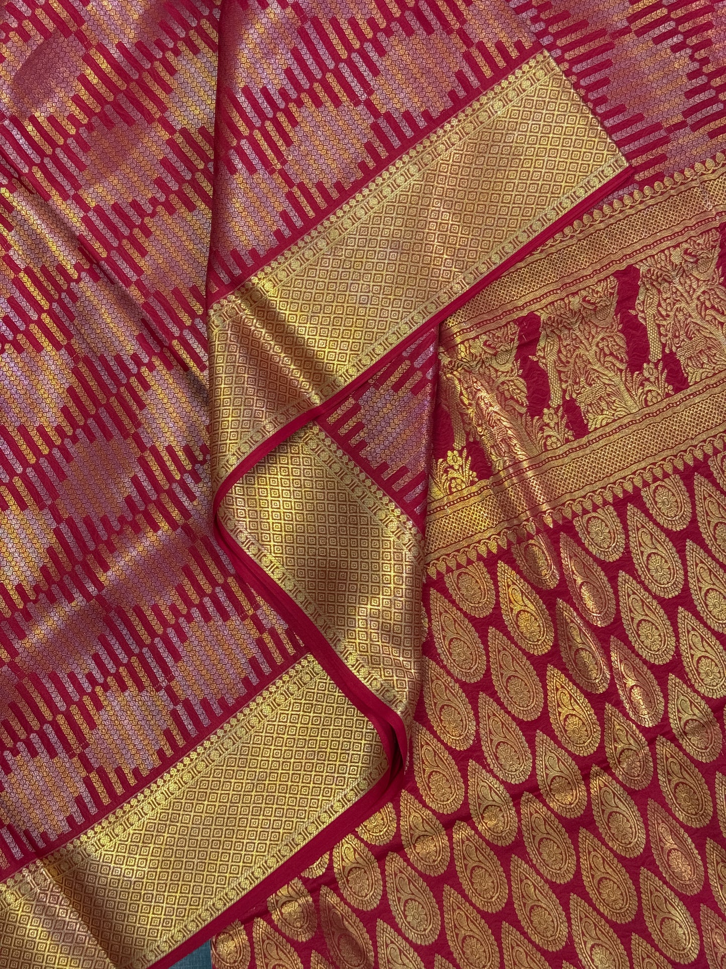 Red Mysore Crepe Silk Saree