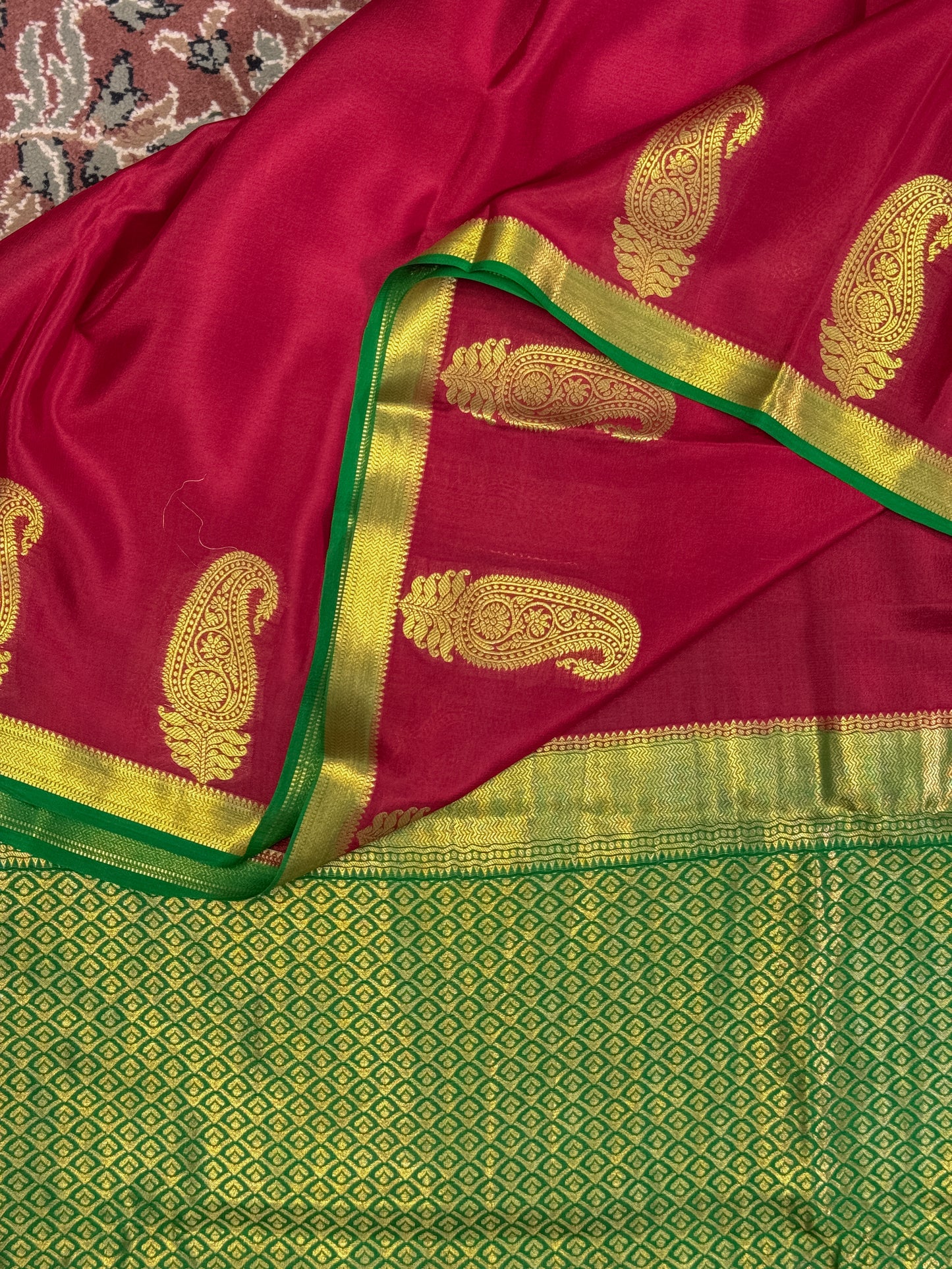 Red Mysore Crepe Silk Saree