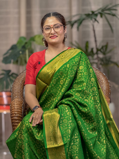 Green Mysore Crepe Silk Saree