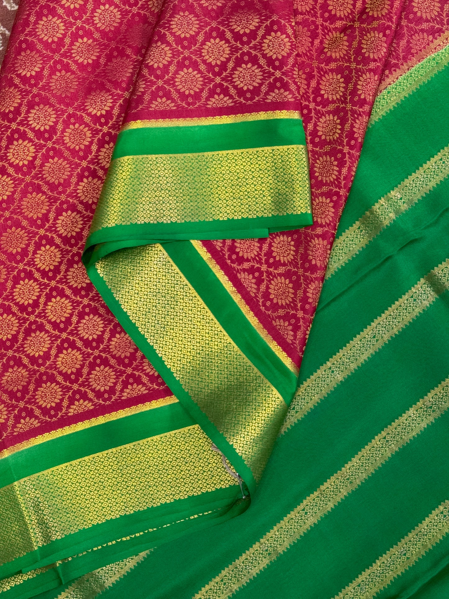 Red Mysore Crepe Silk Saree