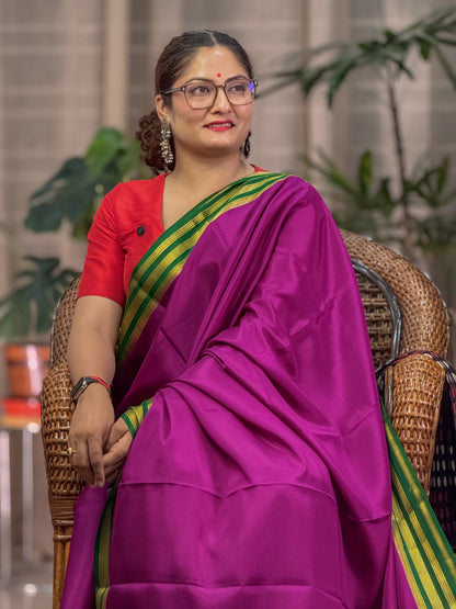 Magenta Mysore Crepe Silk Saree