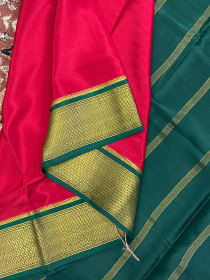 Red Mysore Crepe Silk Saree