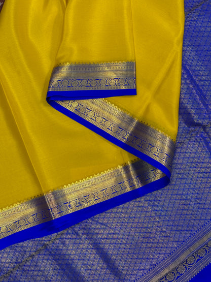 Yellow Mysore Crepe Silk Saree