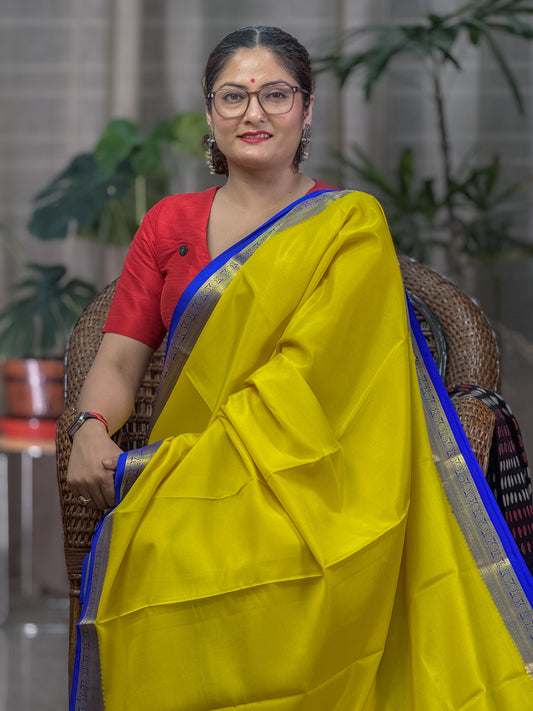 Yellow Mysore Crepe Silk Saree