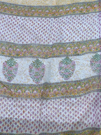 Yellow Handblock Printed Kota Saree