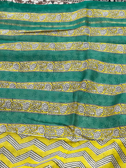 Yellow Printed Cotton Silk Saree