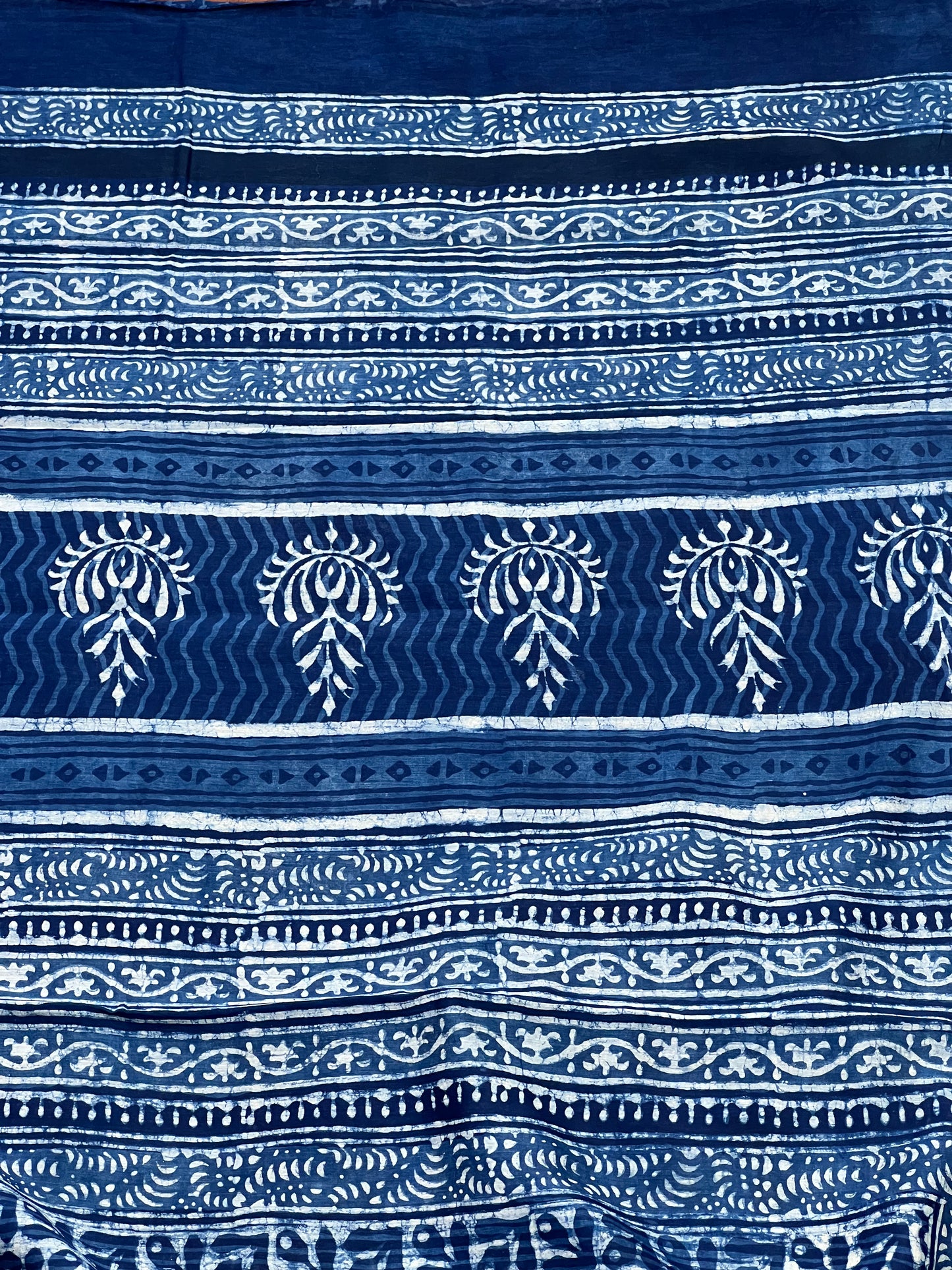 Indigo Printed Cotton Silk Saree