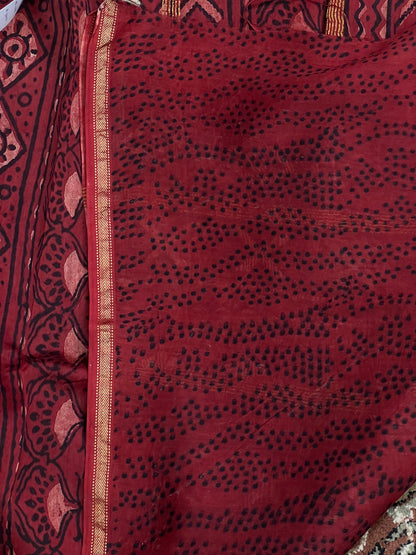 Black Printed Cotton Silk Saree