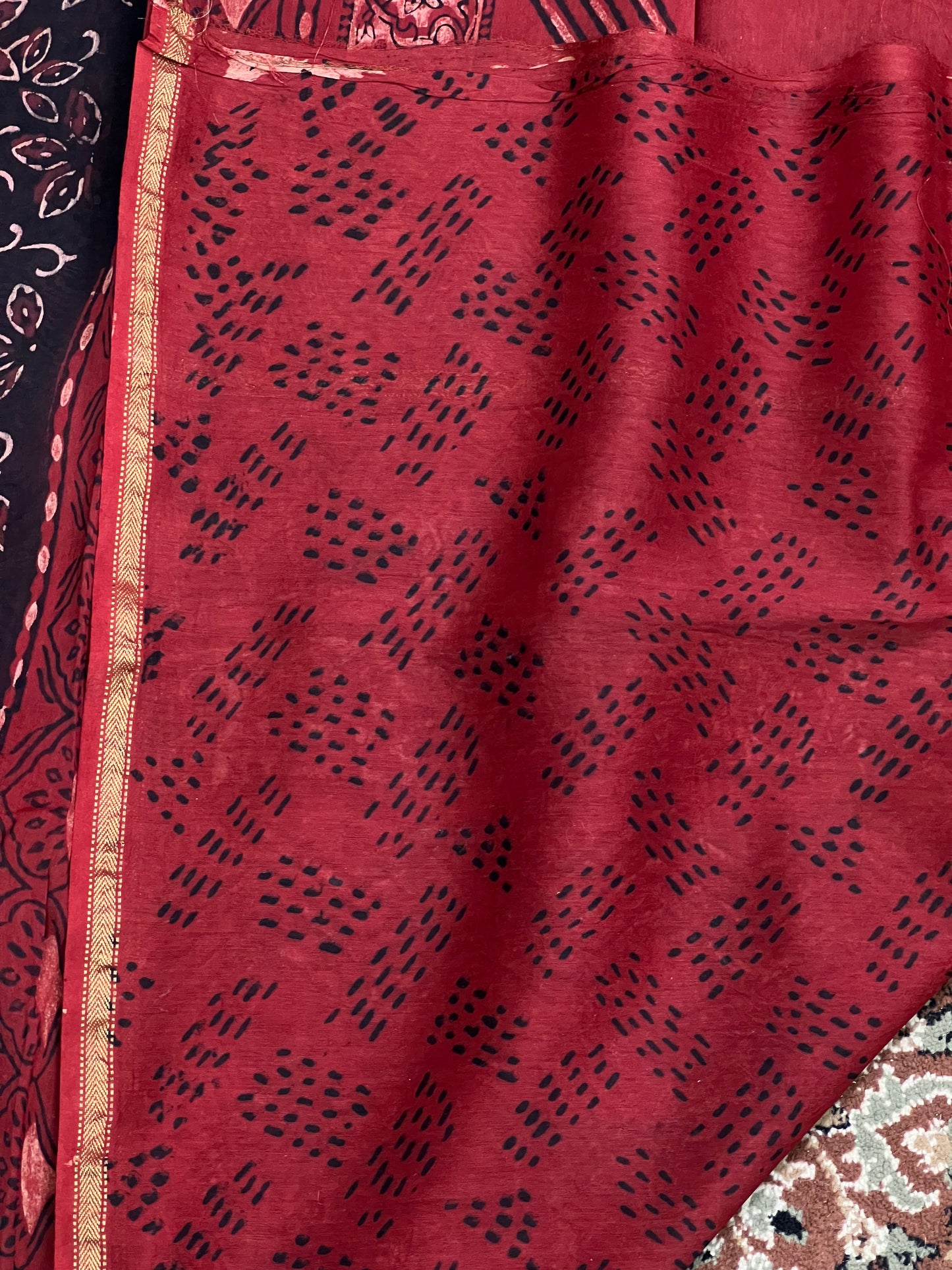 Black Printed Cotton Silk Saree