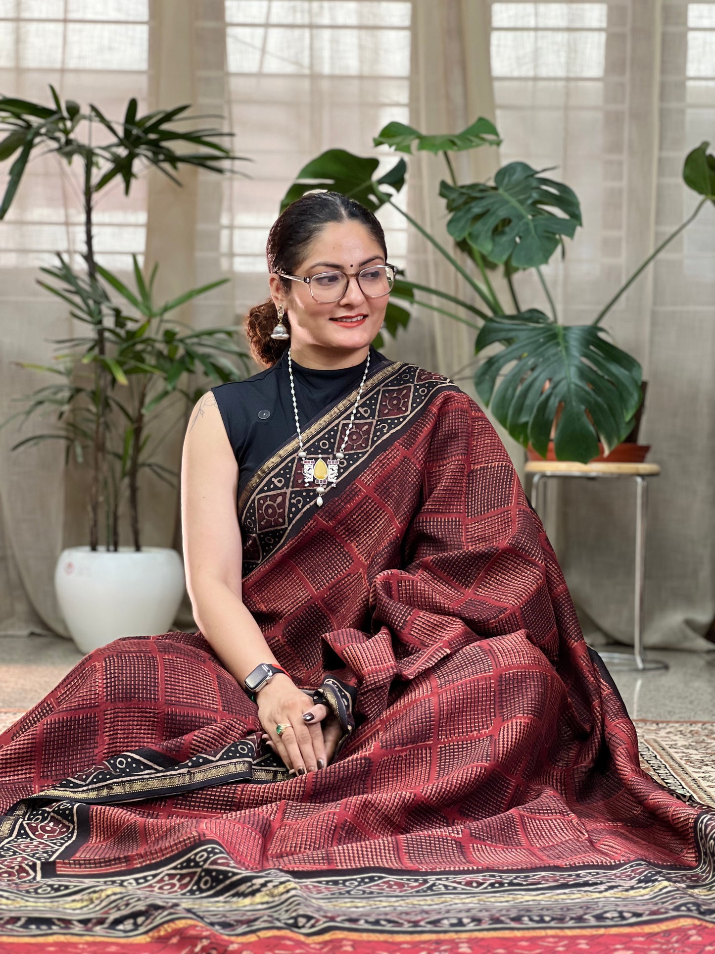 Red Printed Cotton Silk Saree